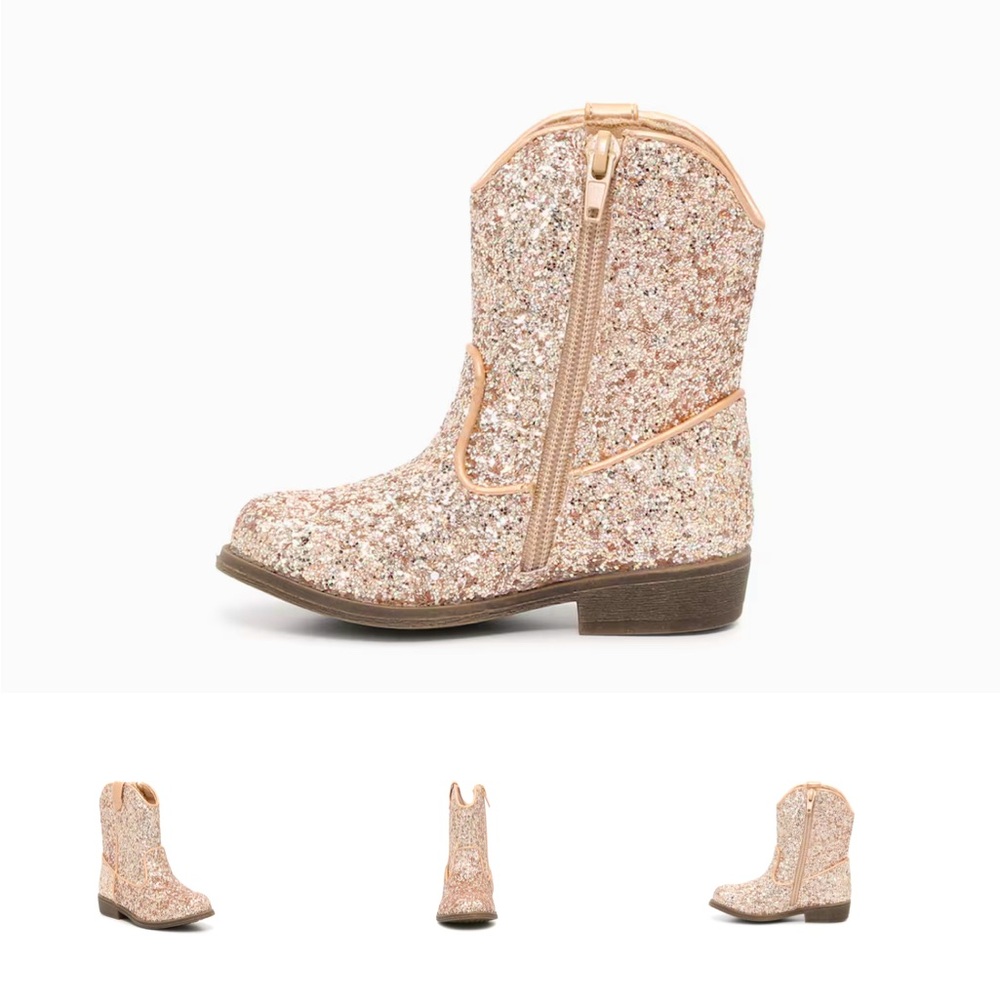 Kelly & Katie Rose Gold Metallic Sparkle Toddler Boots size 9